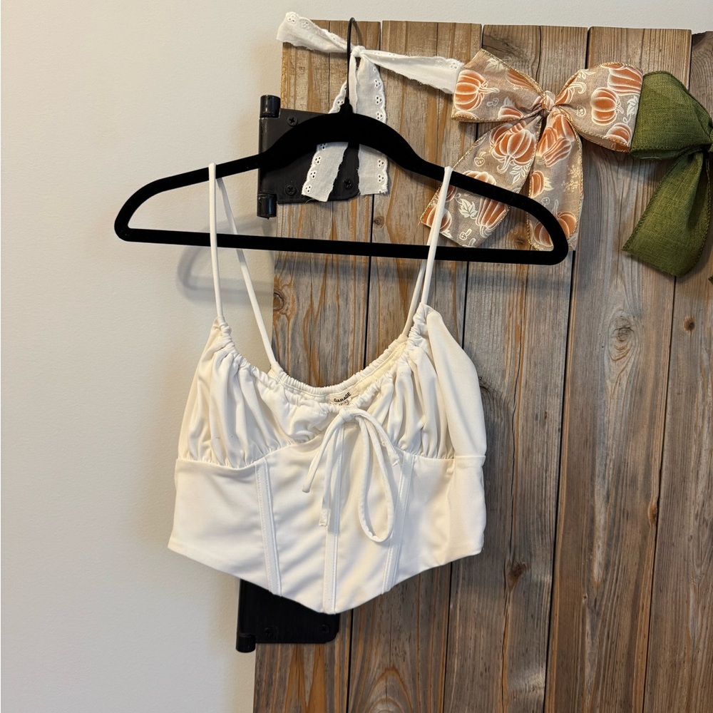 Garage White Ruched Top